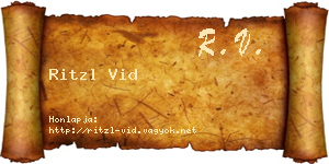 Ritzl Vid névjegykártya